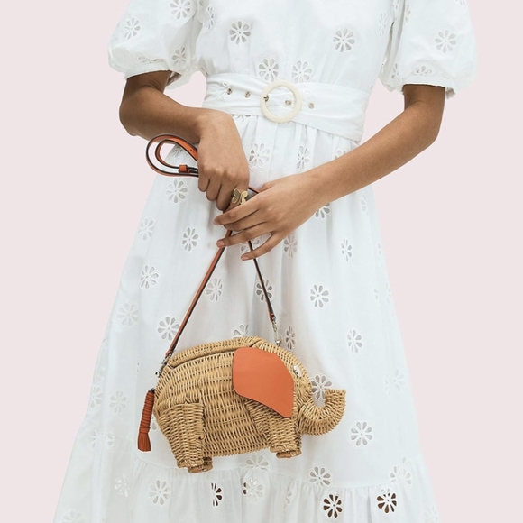 NEW RARE KATE SPADE ELEPHANT WICKER CROSSBODY BSG PURSE - Picture 4 of 9